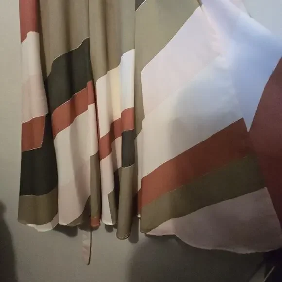 Hutch Anthropologie Abstract Wrap Maxi Dress Womens LG Green Geometric Flowy - Picture 8 of 16